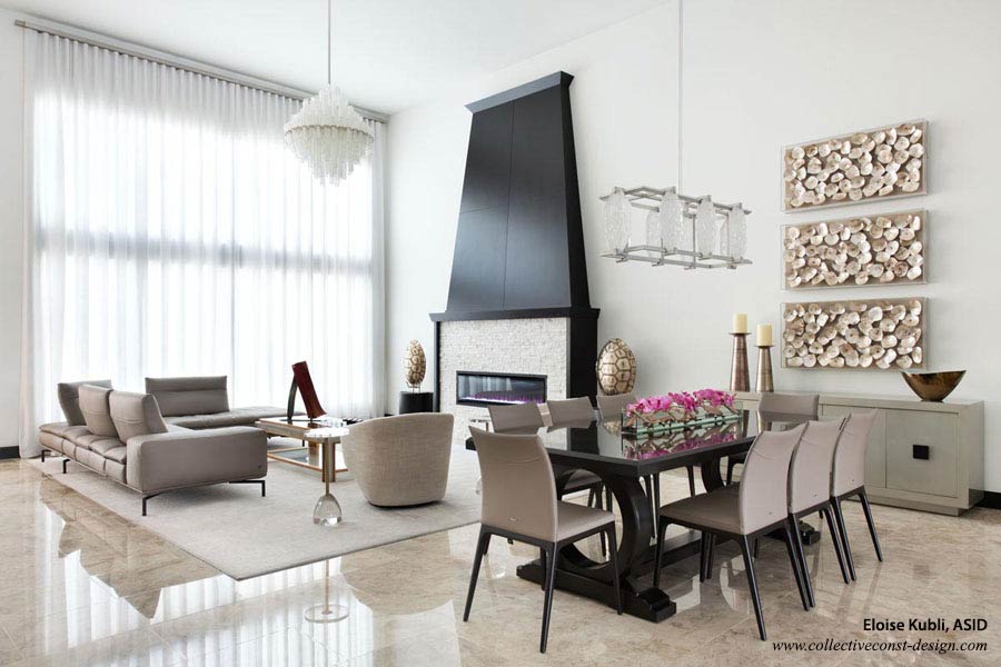 High-end living room in modern home.