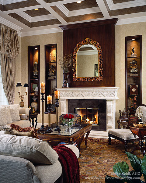 Indoor lighting can add drama to a room.