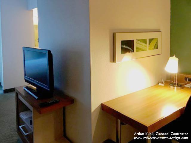 Available space was repurposed into comfortable work areas.