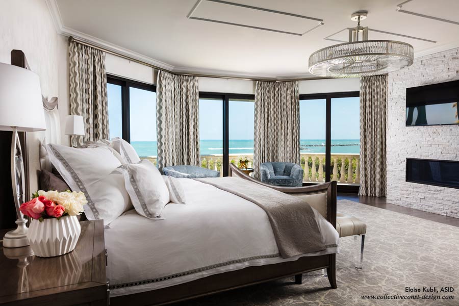 This expansive master suite provides ample space for privacy and profound relaxation. The floor plan was simplified, removing awkward angles while allowing stunning ocean views. 