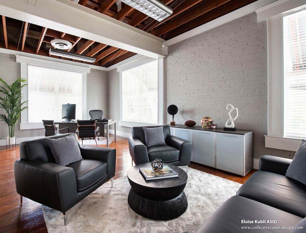 The business owner&rsquo;s office and private meeting space, outfitted with modern, durable furnishings.