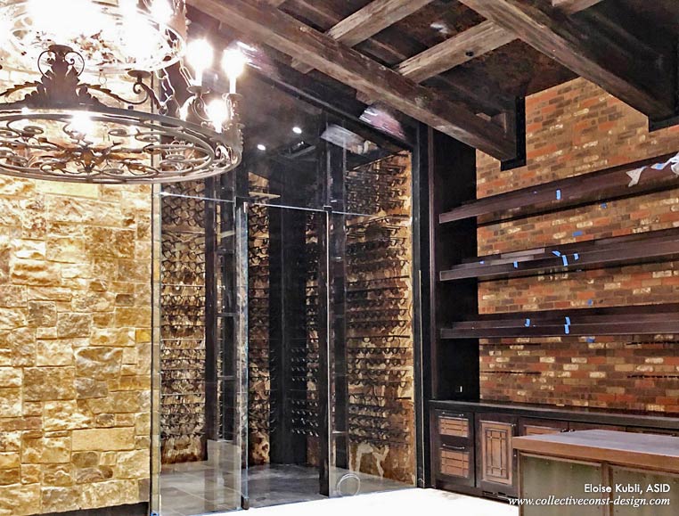 Entrance to temperature- and humidity-controlled wine vault.